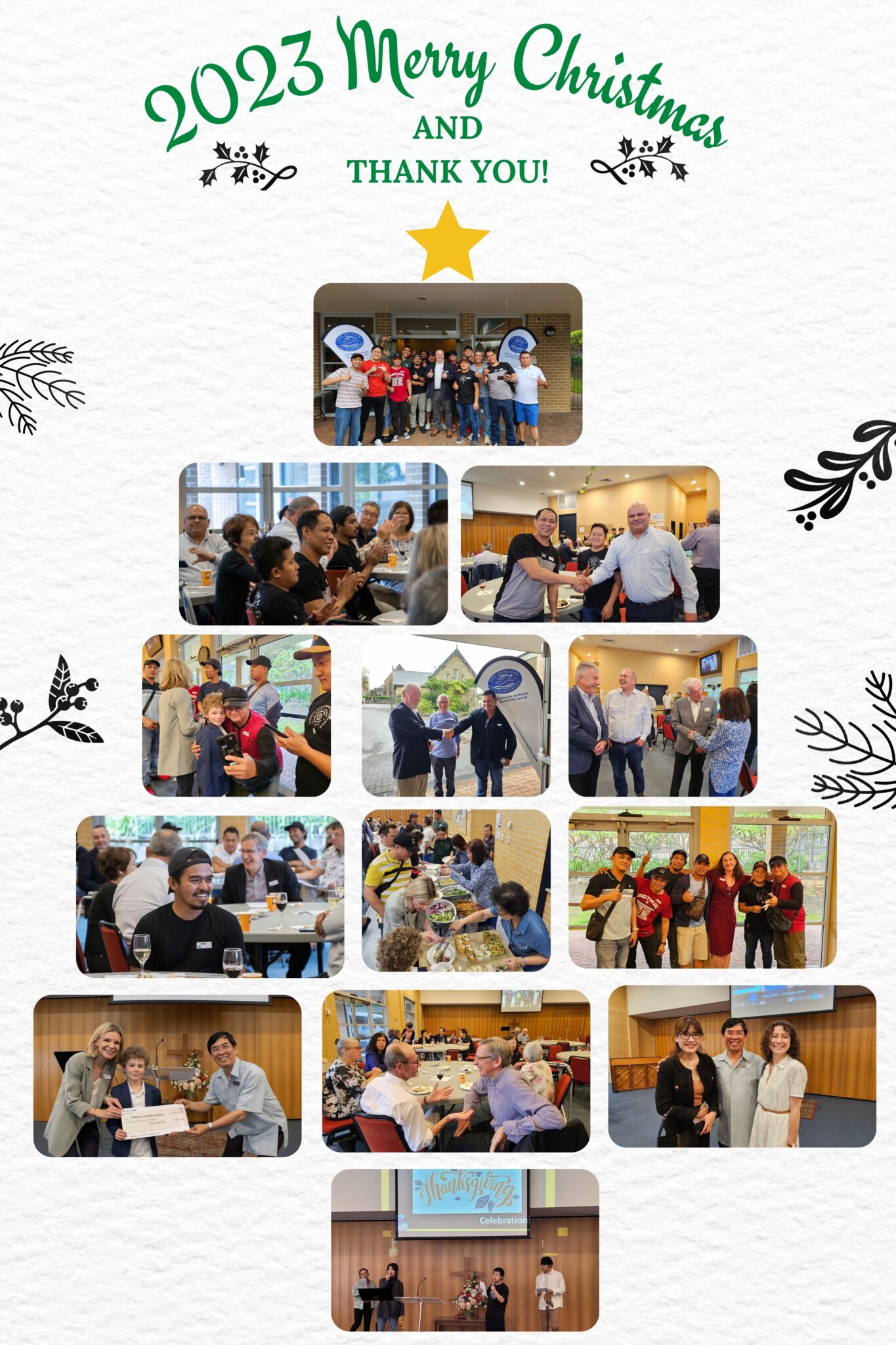 Collage of images from the MtS Sydney 2023 Thanksgiving and Christmas Celebration